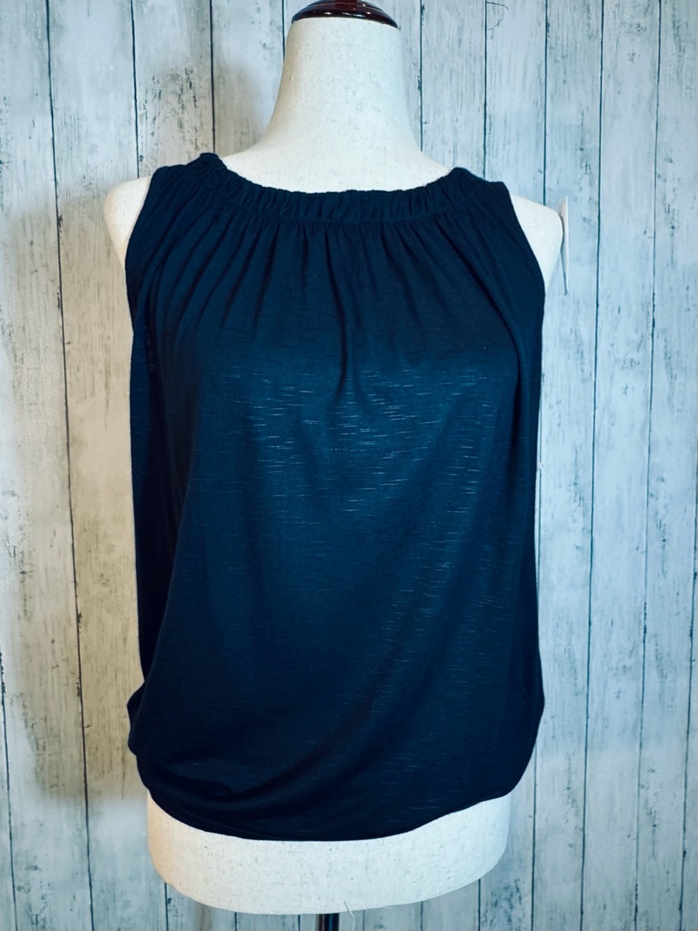 LOFT Outlet | Black Sleeveless Blouson Top XS Soft Stretch Knit